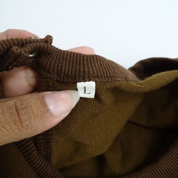 Brown Sleeveless Jumpsuit Women Size L Elastic Ankle and Waist Keyhole Back - Picture 8 of 13